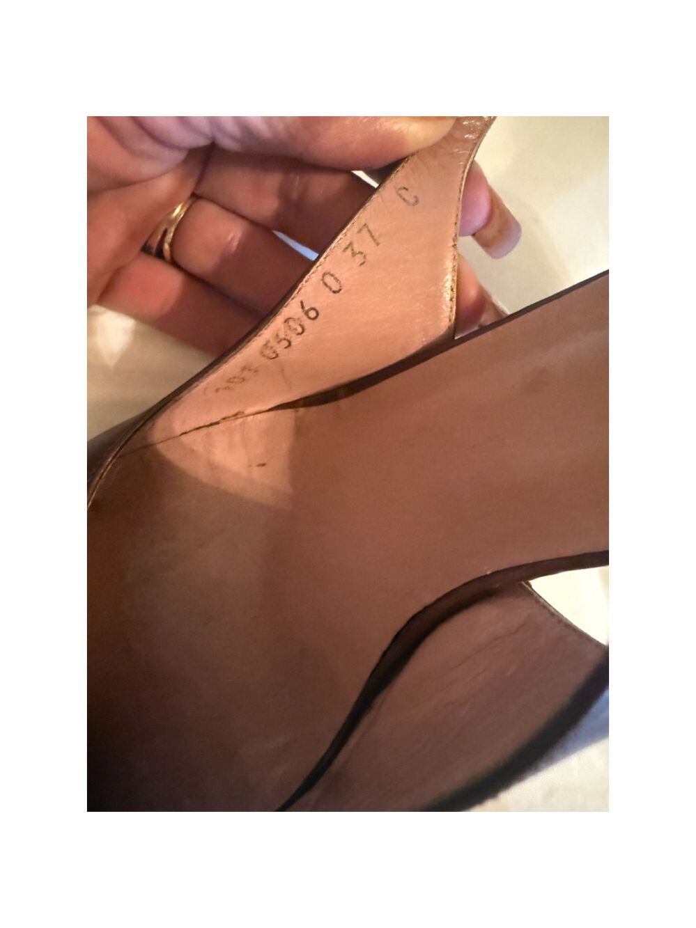 GUCCI Slingback Heels Closed Toe Brown Leather Shoes Sandals US 7 EU 37 C - Picture 2 of 16
